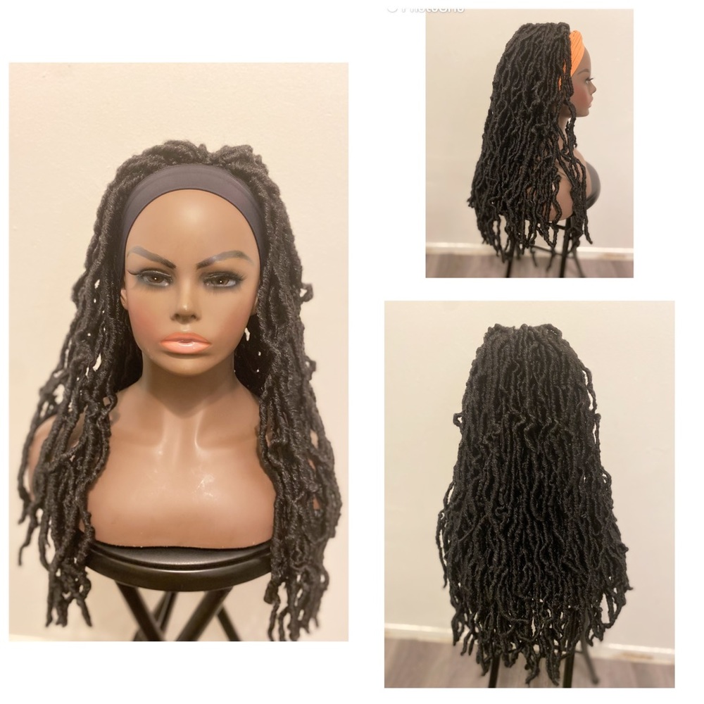 Soft faux locs headband wig.